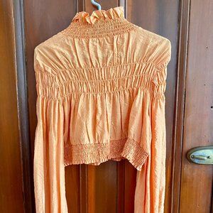 Vintage Peach Orange Scrunchy 1980s 1990s Crop Top